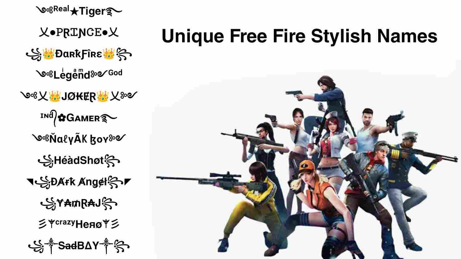 cool free fire stylish Names