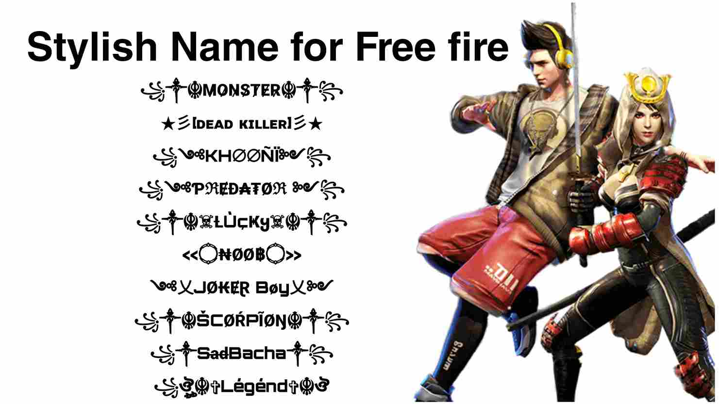 Best Free Fire Stylish Names