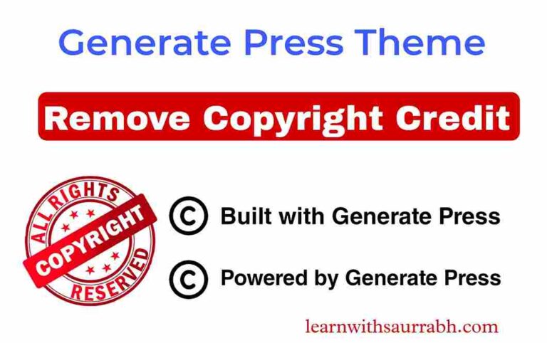 Remove Built with Generatepress Copyright Text from Footer Bar